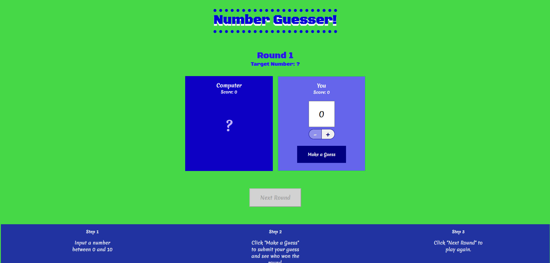 Number Guesser Homepage